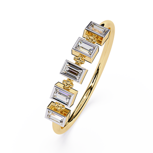 14K Gold Baguette Cut Lab Grown Diamond <b>Ring</b> Minimalist Stackable Wedding Band for Women - Product Image 5