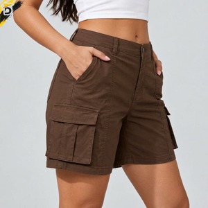High Quality Breathable Eco-Friendly Quick Dry Cotton/Polyester <b>Women's</b> <b>Cargo</b> <b>Shorts</b> with Elastic Waist and Pockets - Product Image 3