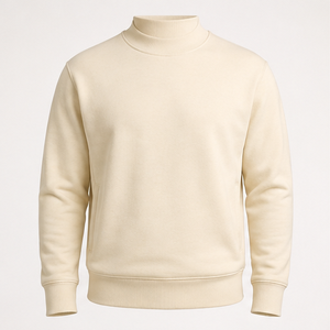 Sudadera Personalizada para Hombre, Color Marfil, Cuello Alto Clásico, Corte Relajado, Tejido de Algodón Peinado, Modelo MCRW-0045 - Product Image 1