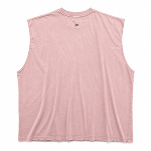 noughties muscle tee Women Oversized Blush Pink Graphic Tank <b>Top</b> Vintage Distressed Cotton Streetwear Shirt <b>Y2K</b> Sleeveless - Product Image 5