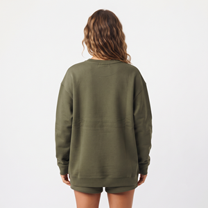 Sudadera de Mujer de la Mejor Calidad, Corte Holgado, Hombros Caídos, Cuello Redondo, Bordada, Manga Larga - Product Image 2
