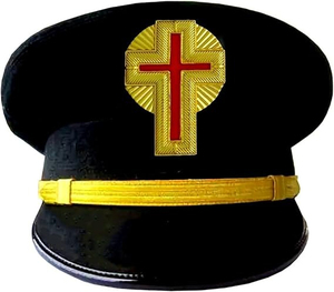 Gorras de fatiga masónicas de primera calidad, de fieltro/terciopelo, duraderas, para sacerdotes, Arco Real, Capítulo, con bordado en blanco y dorado, MOQ bajo, OEM - Product Image 2