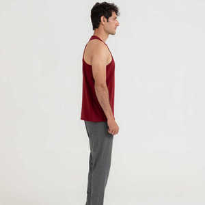 เสื้อกล้ามแขนกุดทรงโอเวอร์ไซส์ สีมารูน สำหรับผู้ชาย ยี่ห้อฮอว์คอาย สปอร์ต ผลิตจากผ้าโพลีเอสเตอร์/คอตตอนถัก สีพื้น เป็นมิตรต่อสิ่งแวดล้อม เหมาะสำหรับใส่ลำลองในฤดูร้อน - Product Image 4