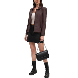 Veste en cuir pour femmes, style décontracté, col rabattu, style streetwear, manteau en simili cuir coupe-vent, usage quotidien - Product Image 6