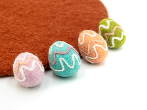 Wholesale Handmade Wool Felt Striped <b>Easter</b> Egg <b>Ornaments</b> for Decorations, Egg Hunt and Seasonal Craft Supply - Product Image 6