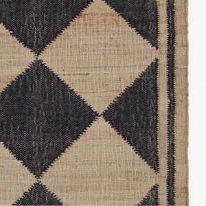 Modern Geometric Jute Hallway <b>Rug</b> Flat Weave <b>Non</b> <b>Slip</b> Eco-Friendly Reversible Low Pile Natural Black Border Design for Home Use - Product Image 5