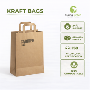 Bolsa de Papel Kraft Blanca Personalizada al por Mayor, Clásica, Reciclable, con Asas para Supermercado y Embalaje Promocional - Product Image 1