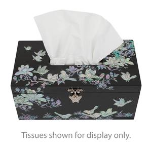 ที่ใส่กระดาษทิชชูหรูหราสีฟ้ามิ้นท์ประดับมุกพร้อมลวดลายรูปนกและดอกไม้ เหมาะสำหรับใช้ในบ้าน สำนักงาน และโอกาสพิเศษ - Product Image 2