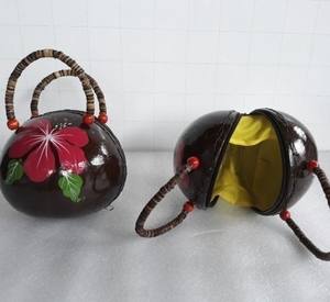 Fabrication vietnamienne sacs ronds en coquille de noix de coco avec poignée en cuir et doublure pour les femmes Souvenir quotidien plage été décontracté - Product Image 2