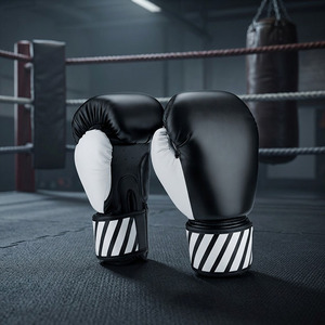 Custom 12oz PU Leather Boxing <b>Gloves</b> Breathable <b>Moisture</b> Wicking Training Sparring MMA Kickboxing <b>Gloves</b> with Hook and Loop - Product Image 4