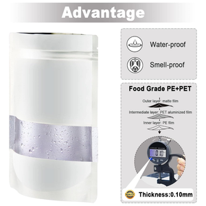 Bolsa de Mylar Morada al por Mayor con Ventana Transparente y Cierre Reutilizable para Envasado de Frutas, Nueces y Snacks - Product Image 2