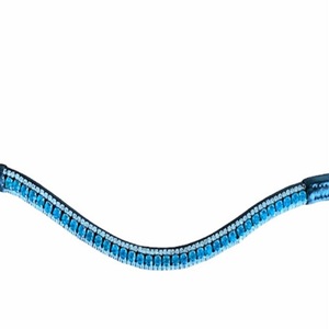 Bandeau de tête pour cheval en cuir véritable, design élégant avec cristaux bleus de qualité supérieure, pour usage équestre. - Product Image 3