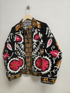 Traditional <b>Black</b> Soft <b>Velvet</b> <b>Jacket</b> <b>Women</b> s Ethnic Coat Festival Coat With Pocket Inside Lining One Size Hand Embroidered Coat - Product Image 4