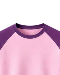 Sweat-shirt personnalisé pour homme, rose et violet, à manches raglan, col rond, décontracté, en coton et polyester, tricoté, léger - Product Image 5