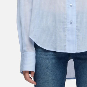 Camiseta de Mujer con Diseño de Rayas y Logotipo Personalizable, Ropa Casual para Exteriores, para Compradores al por Mayor, Corte Elegante con Mangas Largas - Product Image 3