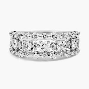 <b>Diamond</b> Three-Row Alternating Fashion <b>Ring</b> in White Gold - Product Image 3