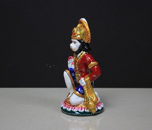 Nirmala Handicrafts Metal painted Sitting Hanuman <b>Statue</b> Handmade Hanuman <b>Statue</b> Blessing Hanuman Bajrangbali Idol - Product Image 4