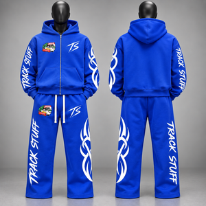 Ensemble de survêtement d'hiver personnalisé Track Stuff, 2 pièces, sweat à capuche zippé et pantalon de jogging, coupe classique, vêtements de sport, polyester/coton, respectueux de l'environnement - Product Image 3