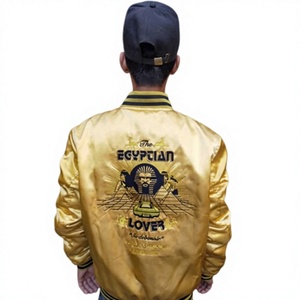 Patchs brodés personnalisés, broderie vintage 3D, veste varsity en satin, haute qualité, 100% polyester, séchage rapide, personnalisable pour homme - Product Image 1
