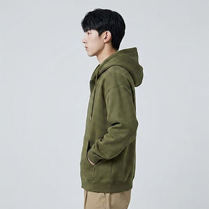 เสื้อฮู้ดซิปผู้ชายสีเขียวมะกอกคุณภาพสูง ทรงปกติ ผ้าโพลีเอสเตอร์เฟรนช์เทอร์รี่ สไตล์ลำลอง สตรีทแวร์ โลโก้ด้านหน้า - Product Image 6