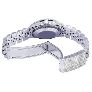 Montre mécanique de luxe pour homme en acier inoxydable entièrement sertie de moissanite D VVS avec cadran incrusté - Product Image 4