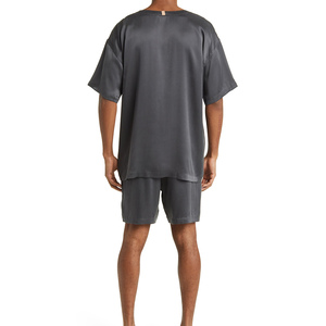 Pyjama en soie de mûrier douce pour hommes, ensemble deux pièces, vêtements de nuit à manches longues, ensemble de nuit de luxe pour hommes, pour le printemps et l'automne - Product Image 2