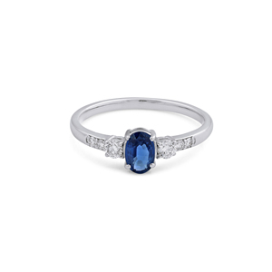 Bague Ivaan Jewels en argent sterling 925 avec saphir bleu et zircon cubique, pierre précieuse ovale, bijoux tendance pour fiançailles et mariage - Product Image 4