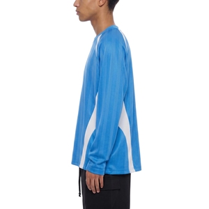 เสื้อฟุตบอลแขนยาวสีฟ้ากรมท่า คอวี แต่งแถบลายแจ็คการ์ดด้านข้าง สำหรับผู้ชาย ขายส่งเสื้อยืดกีฬา - Product Image 2