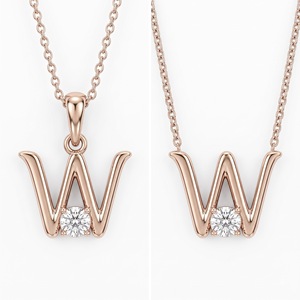 Colgante de Lujo con Letra W, Chapado en Oro de 18K y 14K, con Diamantes Redondos Brillantes, Diamantes Cultivados en Laboratorio y Naturales, Joyería Moderna para Regalo - Product Image 2