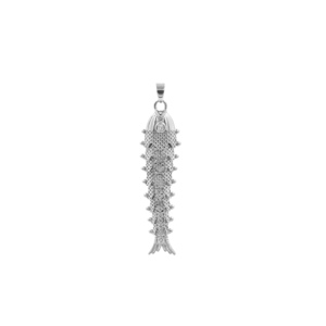 Pendentif en laiton plaqué argent en forme de poisson avec zircone cubique pour la fabrication de bijoux et colliers - Product Image 6
