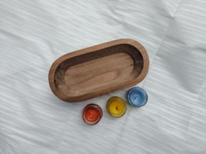 Cuenco de madera hecho a mano para árbol de Navidad |   Recipiente de Madera Rústico para Velas de Cera de Soja - Product Image 3