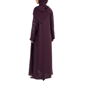Hot Sale Elegant Dubai <b>Abaya</b> <b>Women</b> Breathable Quick Dry Lightweight Floral Embroidered V Neck Floor Length Long Sleeves Plus - Product Image 2