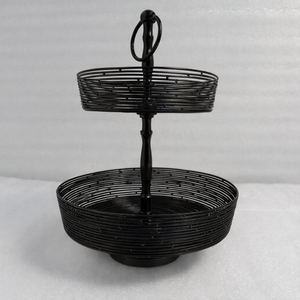 Support à gâteau à 2 niveaux en fil de fer poli en acier inoxydable, fait main, polyvalent, panier de rangement pour vaisselle, plateau à fruits et desserts, couleur or rose - Product Image 5