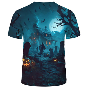 Camiseta con Gráfico de Casa Embrujada de Halloween, Sublimación Personalizada de Fábrica, Estilo Hip Hop Urbano, Manga Corta - Product Image 2