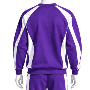 Ensemble de survêtement unisexe violet avec sweat-shirt à capuche et pantalon de jogging, à rayures contrastées, pour le sport, l'entraînement, les loisirs et les activités athlétiques - Product Image 4
