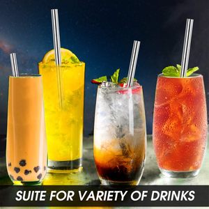 Ensemble de pailles à boire réutilisables en acier inoxydable de luxe, larges, pour smoothies/milkshakes, avec brosse de nettoyage, accessoires de bar - Product Image 4
