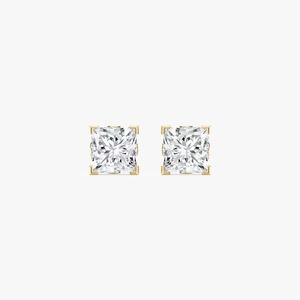 Pendientes de Diamantes Cultivados en Laboratorio con Corte Princesa, Claridad VVS2, Certificados por IGI, Oro Amarillo de 14K, Diseño de Filigrana, para Mujer, a la Moda - Product Image 2
