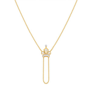 Crown Crest Diamond Pendant <b>Necklace</b> with Elegant <b>Long</b> Loop Chain Design - Product Image 1