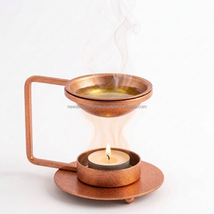 Brûleur à cire parfumée en laiton antique avec revêtement en poudre, récipient amovible, chauffe-huile aromatique pour bougie chauffe-plat, encens indien Agarwood, vente en gros - Product Image 3