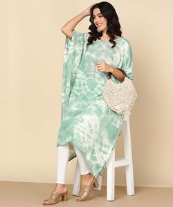 High Quality Designer Rayon <b>Kaftan</b> Tie Dyed <b>Summer</b> Daily Wear Regular Fit Sweetheart neck at Best Price by Supplier - Product Image 4