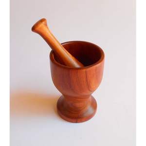Smooth Finish Wooden Mortar Pestle Acacia Wood Kitchen <b>Grinder</b> <b>Herb</b> & Spice Crushing Tool - Product Image 4