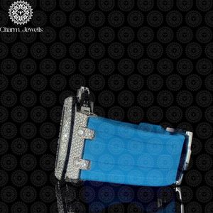 Reloj de Lujo para Hombre Charm Jewells, Caja de Acero Inoxidable de 40 mm, Esfera Analógica de Cristal Azul, Correa de Acero Inoxidable, Botón de Presión, Mecánico - Product Image 2