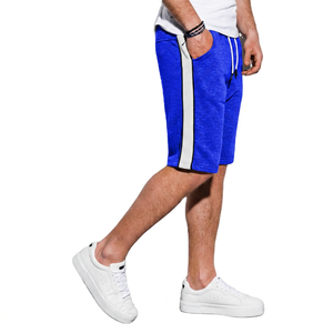 Shorts Bermuda Gris Tricotés pour Homme avec Bande Latérale et Cordon de Serrage, Coupe Décontractée, 100% Coton Respirant, Taille Mi-Haute, Shorts de Sport - Product Image 2