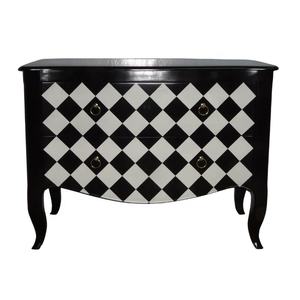 Commode en bois noir et blanc de couleur monochrome Armoire moderne Armoire de chambre antique d'Indonésie - Product Image 1