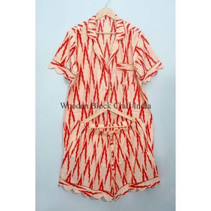 Conjunto de Pijama Corto de Algodón Puro Hecho a Mano con Estampado Floral Elegante, Ropa de Dormir Cómoda para Todas las Temporadas para Mujer, Hermosa Ropa de Verano - Product Image 5