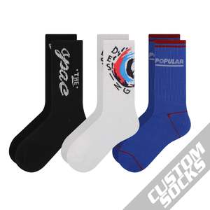 OEM Crew Men Tube Calcetines Customize Knitted Embroidered Design Made Embroidery Custom logo Cotton Sport Athletic <b>Socks</b> - Product Image 2