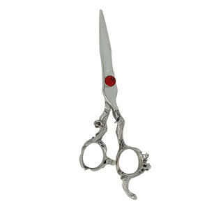 Ciseaux de coiffure professionnels de qualité supérieure, couleur argent, vis rouge, acier inoxydable, pour droitiers, taille moyenne, poignée ergonomique - Product Image 6