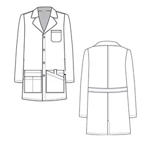 Bata médica unisex blanca de poliéster/spandex tejido sin costuras con botones a presión, largo hasta la rodilla, de alta calidad para detección de agujas - Product Image 2