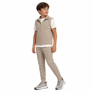 Conjunto Deportivo para Niños, Chaleco con Cierre y Cuello Alto, Pantalones, Color Sólido, Ligero, Transpirable, Ropa de Otoño - Product Image 1