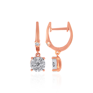 Elegant Rose Gold Plated Round Cluster Drop <b>Earrings</b> for Women Sparkling Crystal Statement <b>Dangle</b> <b>Earrings</b> Fashion Jewelry - Product Image 3